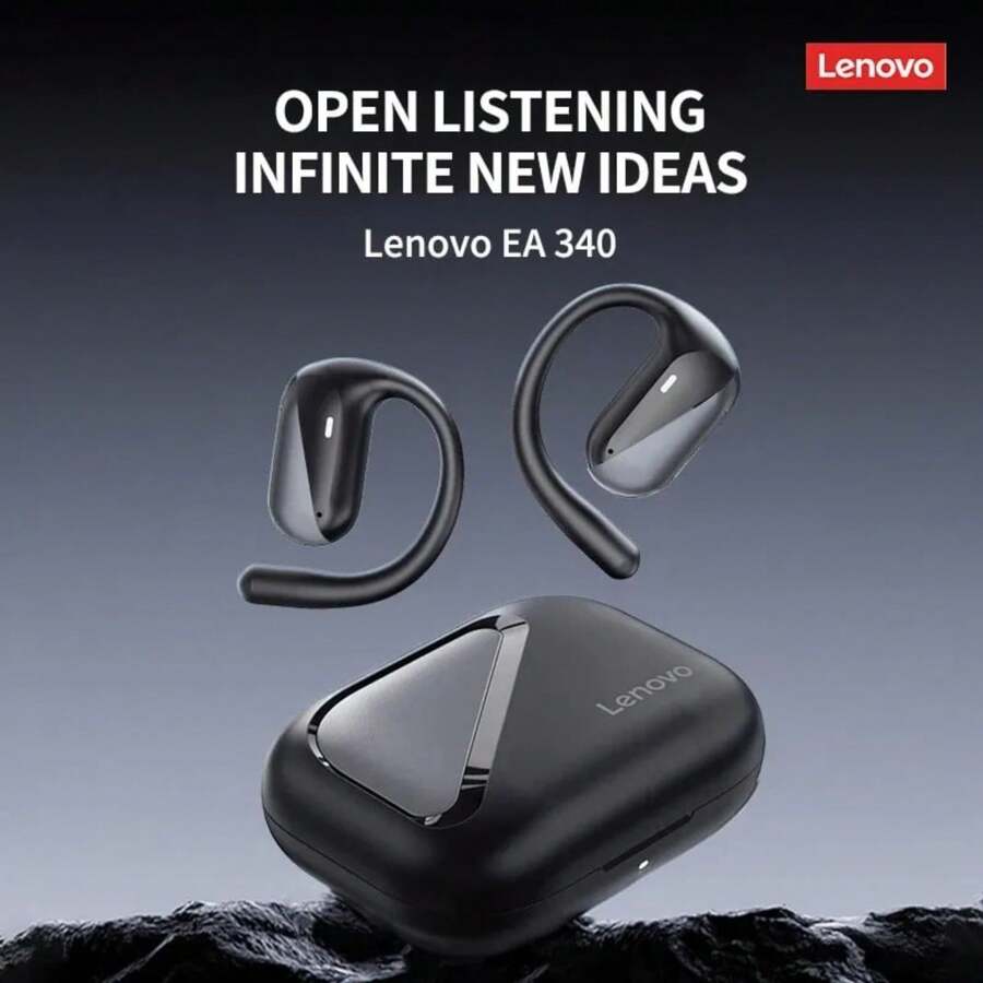 Lenovo EA340 Bluetooth Wireless Earbuds TWS Hanging Ear Style Earphone Bluetooth 5.4 Touch Control Long Battery Life With Mic