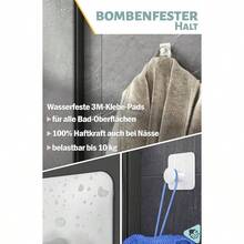 Towel Holder without Drilling, Set of 5 Stylish White Hooks Self - Adhesive with Special Adhesive Pads Modern Adhesive Hooks as Wall Hooks, Towel Hooks Bathroom Rustproof - Redonda - 5 piezas + Blanco - Ver 3