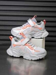 1 Pair Kids Sports Shoes, Suitable For All Seasons, Color Block Design, Comfortable Breathable, Versatile, Lightweight, Non-Slip, Durable, Indoor & Outdoor, Fashion New Style - Pink - View 3