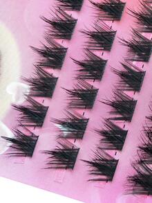 120 piezas Kit de pestañas postizas de estilo manga anime, con rizos en D, efecto wispy y en racimos, en longitudes mixtas de 10-12-14-16-18 mm, suaves y naturales, para uso diario y fiestas, pestañas postizas coreanas de estilo anime - Negro - Ver 4