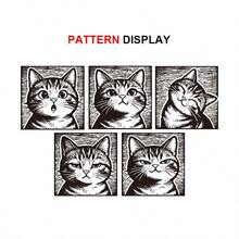 1pc Cute Cat Face Stamp, Light-Sensitive Stamp, Self-Inking Stamp, Woodcut Style Cat With Expressions, Suitable For Student, Artistic Youth Diary Stamping, Letter Stamping, Gift