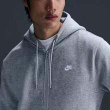 Nike Men's 2025 Autumn/Winter New Casual Loose Hoodie Jacket, New Thermal Lined Zip-Up Long Sleeve Knit Jacket, Gray - Grey - View 5