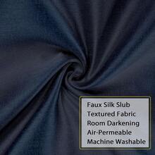 Chyhomenyc Uptown Navy Blue Faux Silk Curtains 96 Inch Length 2 Panels For Bedroom, Shiny Luxury Room Darkening Slub Textured Soft Fabric Rod Pocket Window Drapes, Each 40x96 Inches, 8 FT,NavyBlue40inchWx96inchLPackof2 - 海軍藍40吋寬x96吋長2個裝 - 查看 3