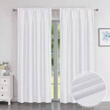 Chyhomenyc Uptown Faux Silk White Curtains 84 Inch Length 2 Panels For Bedroom, Light Filtering Soft Shiny Fabric Rod Pocket Window Drapes For Living Room, Each 40x84 Inches, 7 FT,White40inchWx84inchLPackof2 - 白色40吋寬x84吋長2件裝 - 查看 1