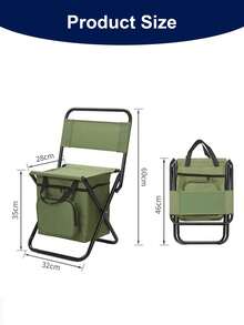 1 cadeira de pesca dobrável e leve nas cores verde/preta/camuflada com bolsa térmica - Estrutura de aço portátil e durável, alça para facilitar o transporte, ideal para camping, caça e passeios na praia - Fácil de limpar, encosto resistente, cadeira de camping para atividades ao ar livre.