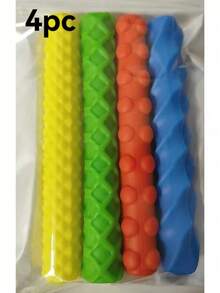 4pcs Textured Silicone Pencil Grips, Sensory Pen Sleeves For Stress Relief, Suitable For Office, Drawing, Writing To Alleviate Pressure From Handwriting And Painting