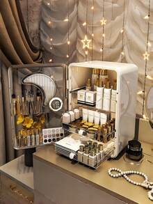 高品质亚克力化妆品收纳盒，经久耐用且透明，抽屉式护肤品和化妆品收纳盒，防尘多功能梳妆台化妆盒