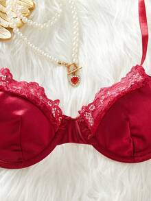 weiweihu Satin Sexy Bow Simple Sexy Underwear,Lenceria Para Mujer,Lingerie For Women>Set,Lingerie Sets For Women ,Christmas Outfit Women,Sexy Lingerie,Lingerie Sexy,Christmas Outfit Women>Lingerie,Lingerie For Women Seductive Nasty Kinky - Màu Đỏ Sâu - Xem 3