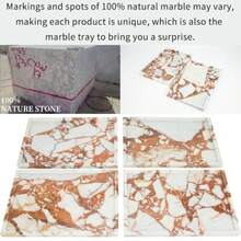 Real Luxurious Natural Marble Vanity Tray Genuine Storage For Home Decor Stone Bathroom/Kitchen/Vanity/Dresser Non-Resin - CalacattaRed - View 5