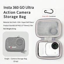 1PC Mini Carry Case For Insta360 GO Ultra Action Camera Accessories, Mini Protective Carrying Bag With Zipper And Carabiner, Durable PU And EVA Material, Available In Black/Grey, Perfect For Travel Photography, Vlogging And Outdoor Adventures, GO Ultra Camera Storage | Easy To Carry | Comprehensive Protection | Compact & Lightweight | Free Carabiner