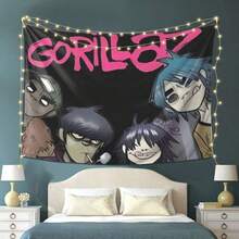 CorlloZ Animated Band Portrait Hanging Tapestry, Suitable For Bedroom, Dormitory, Home And Office Decoration, Party Background, Outdoor Decoration, Home Decoration Room Decoration, Perfect Holiday Gift, Friend Gift, No Power Required - 圖片色 - 查看 3