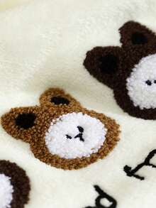 1件婴儿/儿童连帽浴袍，珊瑚绒吸水斗篷，可爱卡通图案，适合居家、海滩、浴室穿着