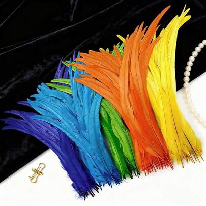 10Pcs 35-40cm Long Natural Rooster Feathers For Handmade Crafts, Sewing Clothes Decor, Party Plume Accessories & Holiday DIY Projects
