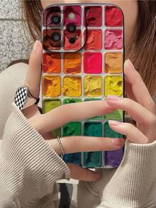 1pc Fashionable Personalized Paint Artistic Pattern Black Pupil Design Phone Case Compatible With IPhone 16/16Pro/16Plus/15/15ProMax/15Pro/11/12/13/14ProMax/12Mini/13Mini/11Pro/11ProMax/12Pro/12ProMax/13Pro/13ProMax/14Pro/14ProMax, Soft Shell, High-End Creative - Multicolor - View 3