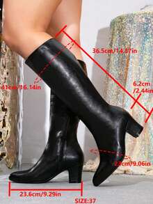 秋冬季宽楦女式欧美时尚舒适高跟粗跟优雅派对及舞会小腿靴