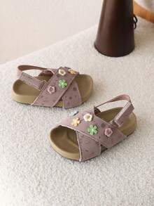 1 Pair Summer Girls Soft Bottom Beach Sandals, Outdoor Children Shoes, New Baby Shoes, Girls Sandals - Purple - View 1