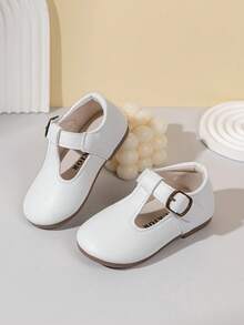 1 Pair New Baby Soft Sole Minimalist Casual Fashion Buckle Design Princess Fashion Shoes Suitable For School And Party - White - View 1