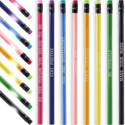 Gersoniel 40 Pcs Mood Color Changing Pencils With Eraser Heat Activated Inspirational Pencils With Sayings, Thermochromic Pencil For Students Classroom Gifts(Motivational Style)