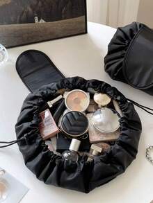1个女士抽绳化妆包旅行收纳化妆包整理袋女士化妆袋便携防水洗漱美容盒，抽绳弹性化妆收纳袋女士便携旅行黑色大容量手提包收纳袋 - 彩色 - 查看 6