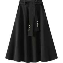 Faldas largas plisadas con cintura elstica para mujer, estilo casual, clsico, acampanadas, para, Falda Negra, Talla nica - inicial - Ver 1