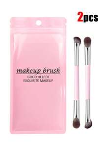 2支/1支粉色专业双头化妆刷套装，包含斜角修容刷、镰刀形鼻影刷、修容刷、粉底刷、散粉刷、眼影刷、腮红刷、轮廓刷、修容刷、散粉刷、化妆刷收纳盒、清洁刷 - 彩色 - 查看 9