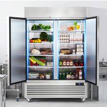 Refrigerador comercial 44.21 pies cúbicos, alcance en 54.4" W refrigerador vertical 2 puertas, refrigerador de acero inoxidable con descongelación automática con 8 estantes, control de temperatura de 33 a 41 ℉, luz LED, 4 ruedas - Plateado - Ver 9