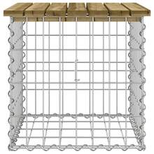Banco de jardim vidaXL com design de gabião, 43x44x42 cm, madeira de pinho impregnada. - Castanho - Ver 4