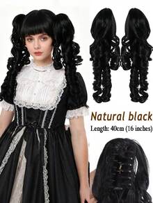 Synthetic Roman Roll Clip Double Ponytail Wig Ponytail Hair Extensions 16Inch Heat Resistant Lolita Pony Tail Hair Versatile Wig Piece For Women Daily Party - Multicolor - View 12