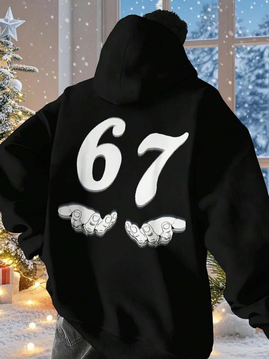 Sudadera con capucha para hombre 6 7 hands moda casual estilo urbano cómodo ideal para otoño invierno oferta exclusiva nueva temporada - Negro - Ver 1