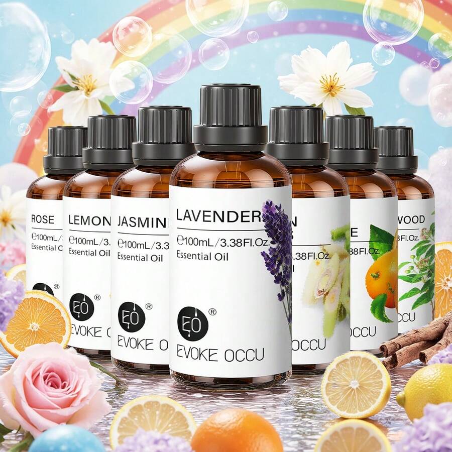 EVOKE OCCU 100ml/3.38 液体盎司精油，纯薰衣草、香草、檀香、乳香、茉莉、玫瑰、甜橙、茶树、依兰植物油，适用于按摩、护肤、香薰机、加湿器、蜡烛、香皂、放松按摩、空气净化。 - 多種香味 - 查看 1