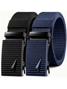 Men's Wide Belt, Reinforced Canvas, With Automatic Iron Buckle - Rust Brown - View 2