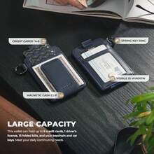 VULKIT Money Clip Wallet With Key Ring Slim Minimalist Design Magnetic Cash Clip Credit Card Wallet For Mens Womens - Navy - View 3