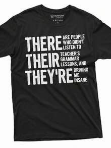 "Grammar Class-Related Text And Pattern T-Shirt - màu đen - Xem 1