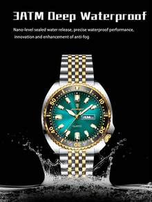 POEDAGAR 1件装时尚男士不锈钢防水夜光石英表，带旋转表圈，奢华双日期显示，商务男士腕表，适合工作场合，男士礼品 - 銀色 - 查看 7