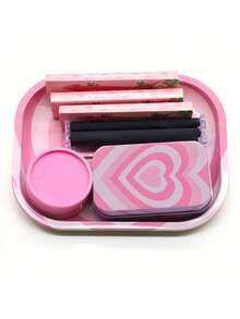 1 Set Elegant Smoking Accessories Kit, Includes Tray, Tobacco Box, Plastic Grinder, 110mm Rolling Machine, 3 Packs King Size Rolling Papers, Complete Set, Simple & Convenient, Suitable For Gatherings, Home, Christmas Gift - Multicolor - View 13