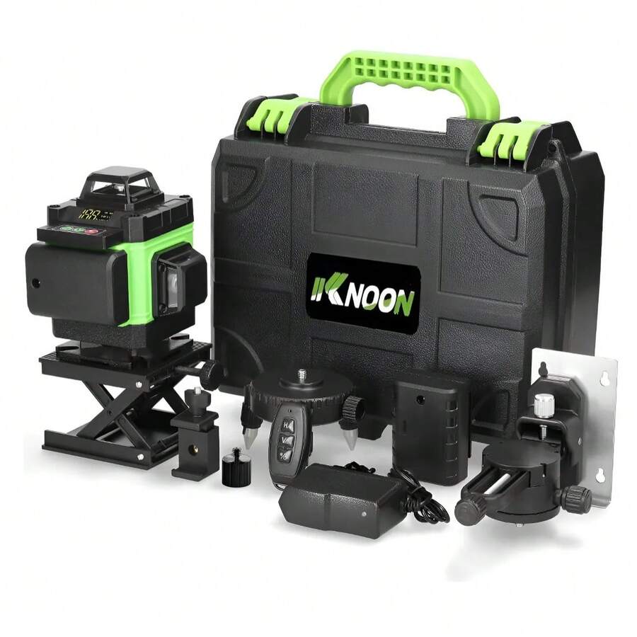 Nivel Láser Autonivelante con Trípode, 16 Líneas 4D Nivelador Láser, Hilo Cruzado Verde de 360°, Nivel Automático con Mando a Distancia, Soporte y Caja de Herramientas - Negro - Ver 1