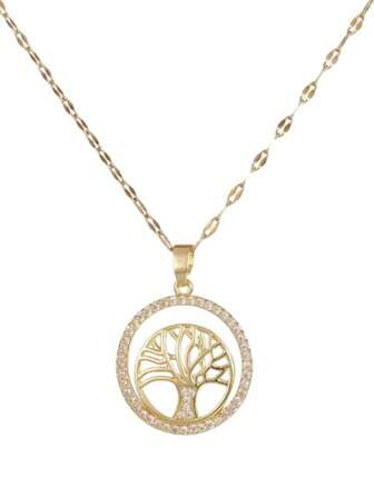 1 pieza Collar con colgante del árbol de la vida de doble anillo de moda para mujer, joyería personalizada para fiesta, boda, aniversario, apta para uso diario