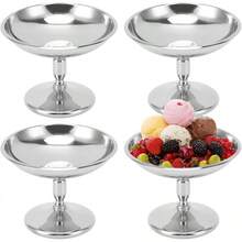 Copa de Helado, Taza de Helado Tazón de Acero Inoxidable para Helados Cuencos Mini Tazas de Yogur con Patas Redondas Tazas Pudín Metal Reutilizable para Postre Sundae Frutas - Vintage Tall-4 piezas - Ver 2