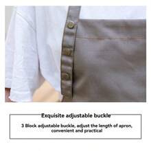 Women's Work Apron, Oil-Proof, Waterproof Canvas, Synthetic Leather Straps, Suitable For Cafe/Bubble Tea Shop/Bakery/Nail & Lash Salon, Adjustable Bib, Stain-Resistant & Easy To Clean, Waist Protection, Random Color Delivery