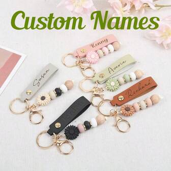 Porte-clés personnalisé à perles de marguerite, porte-clés en faux cuir, cadeau pour demoiselle d'honneur, cadeau de rentrée scolaire, cadeau d'anniversaire, porte-clés à perles, cadeau de remise des diplômes, cadeau fête des mères, cadeau d'anniversaire, porte-clés gravé, cadeau gravé au laser, cadeau pour fille, cadeau d'amitié, cadeau personnalisé, porte-clés en faux cuir, porte-clés personnalisé, cadeau pour demoiselle d'honneur, cadeau de rentrée scolaire, porte-clés à perles, porte-clés marguerite