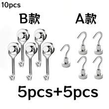 5pcs Magnetic Hooks, Strong Magnet Hooks, No Drilling Hooks, Suitable For Bathroom, Kitchen, Towel, Office, Refrigerator Or Metal Furniture - Silver - View 16