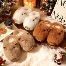 圣诞礼物，新款时尚保暖拖鞋，可爱仓鼠毛绒保暖室内/室外家居拖鞋，情侣保暖拖鞋，闺蜜节礼物，小狗图案，嘉年华礼物，派对装饰 - 駝色 - 查看 5