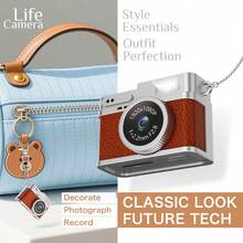 Accesorio de colgante con grabación de video HD 1080P, mini cámara con pantalla OLED de 0.96", enfoque automático y flash - Cámara digital portátil y retro - Negro - Ver 1