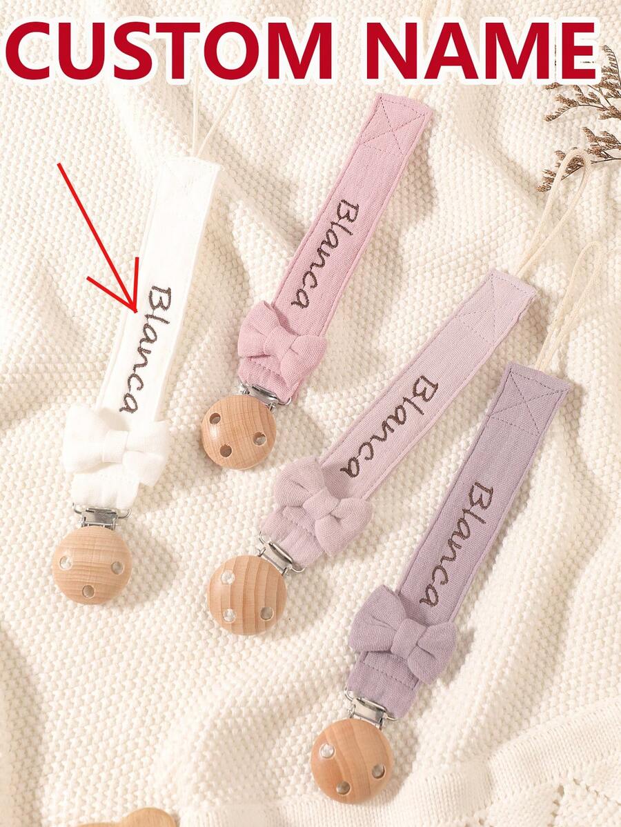 4 szt. personalizowanych klipsów do smoczków dla niemowląt, uroczy nadruk w kropki, możliwość personalizacji, unisex dla chłopców i dziewczynek, uniwersalny uchwyt na smoczek, odpowiedni na Halloween, chrzciny, Święto Dziękczynienia, prezenty świąteczne, baby shower, wystrój domu - Wielokolorowe - Zobacz 1