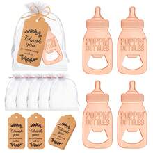 50 件弹跳开瓶器婴儿派对礼物，适合宾客，婴儿派对回礼，婴儿奶瓶形状开瓶器，婴儿派对纪念品，附送欧根纱袋，感谢卡，小号，金色 - 金色 - 查看 22