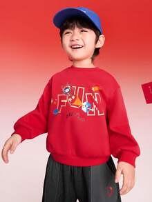 Balabala Sudadera estampada para niño, jersey informal y suave para primavera - Rojo - Ver 2