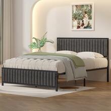 VECELO Single Bed Frame With Upholstered Linen Headboard And Footboard, Heavy-Duty Platform With Strong Metal Slats, No Box Spring Needed, Easy Assembly - Grey - View 7