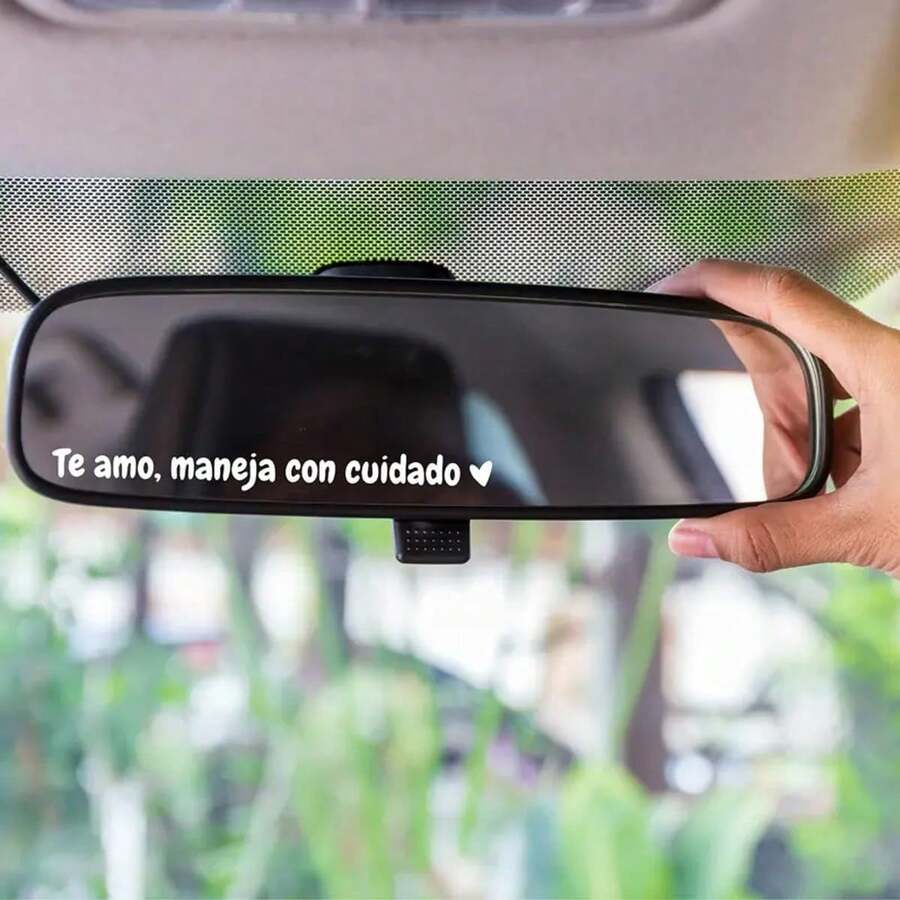 "I Love You, Drive Safely" Inspirational Sticker, Spanish "Te Amo, Maneja Con " Rearview Mirror Sticker "I Love You, Drive Safely" Waterproof Inspirational Car Window Sticker - one-size - View 1