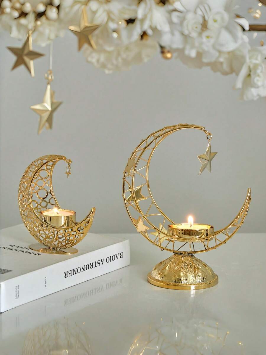 Elegant Metal Lantern Candle Holder - Tabletop Lantern Home Decor, Suitable For Chinese New Year And Ramadan Celebrations (Candles Not Included) - Multicolor - View 1