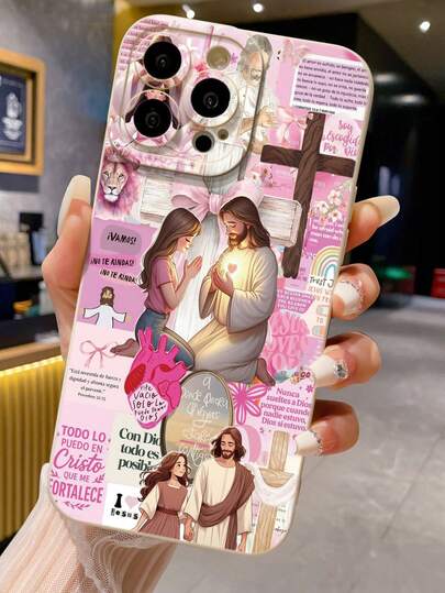 Funda de teléfono minimalista con perforaciones, inspirada en la tecnología, con pintura colorida religiosa de Jesús, a prueba de golpes, compatible con iPhone 17/17 Pro/17 Pro Max, 16/11/16 Pro/16 Plus/16 Pro Max/16e, 15 Pro Max, 13/14/12/XS/XR/7G/8P, Galaxy S25/S25 Plus/S25 Ultra, A16/A36/A26/A56/A50/A12/A32